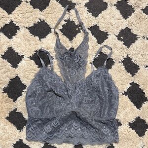 Daytrip Lace Halter Bralette in Gray